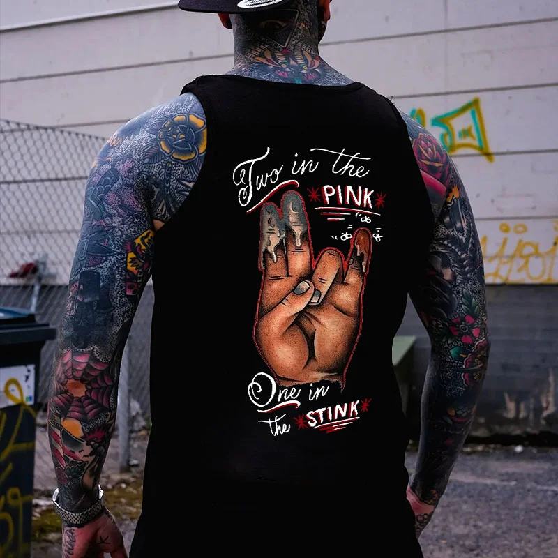 TWO IN THE PINK ONE IN THE STINK Black Print Vest