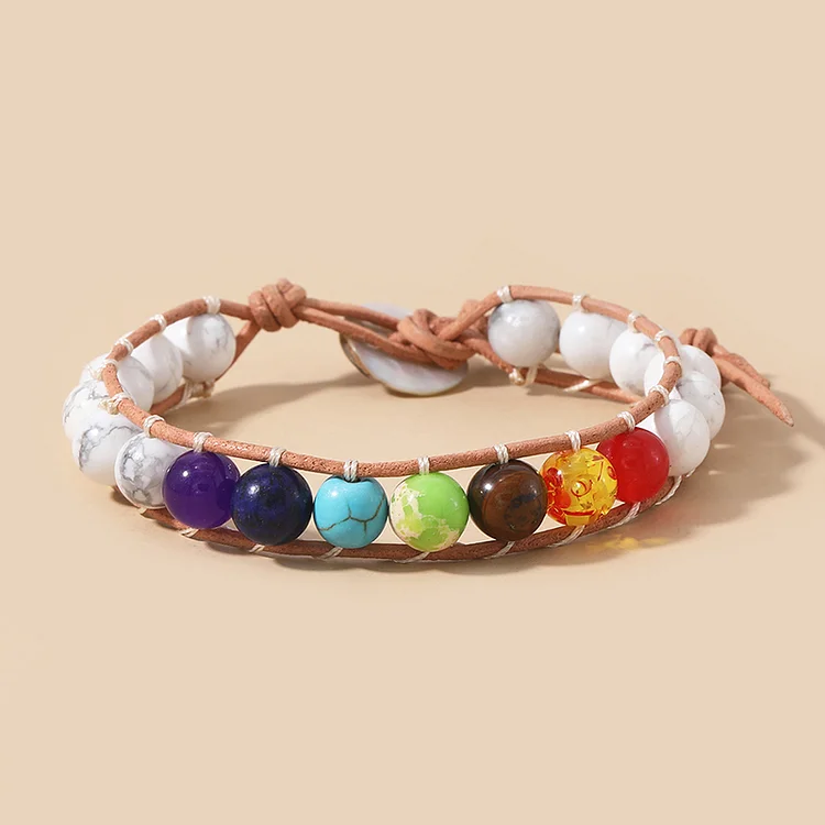 Natural Beaded Leather Bracelet