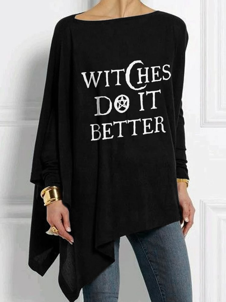 Vefave Witches Do It Better Bat Sleeve T Shirt