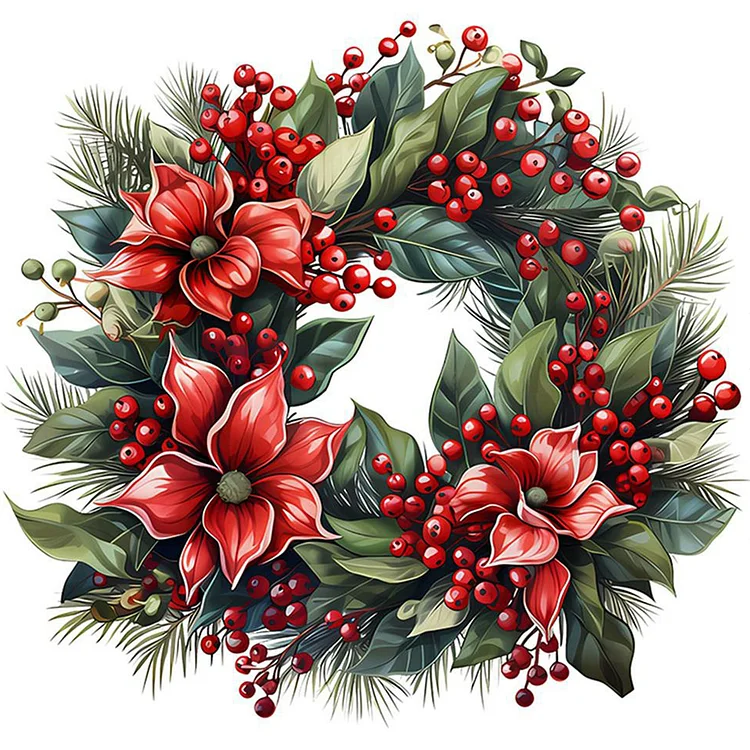 Christmas Wreath - Full Round - Diamond Painting(30*30cm)