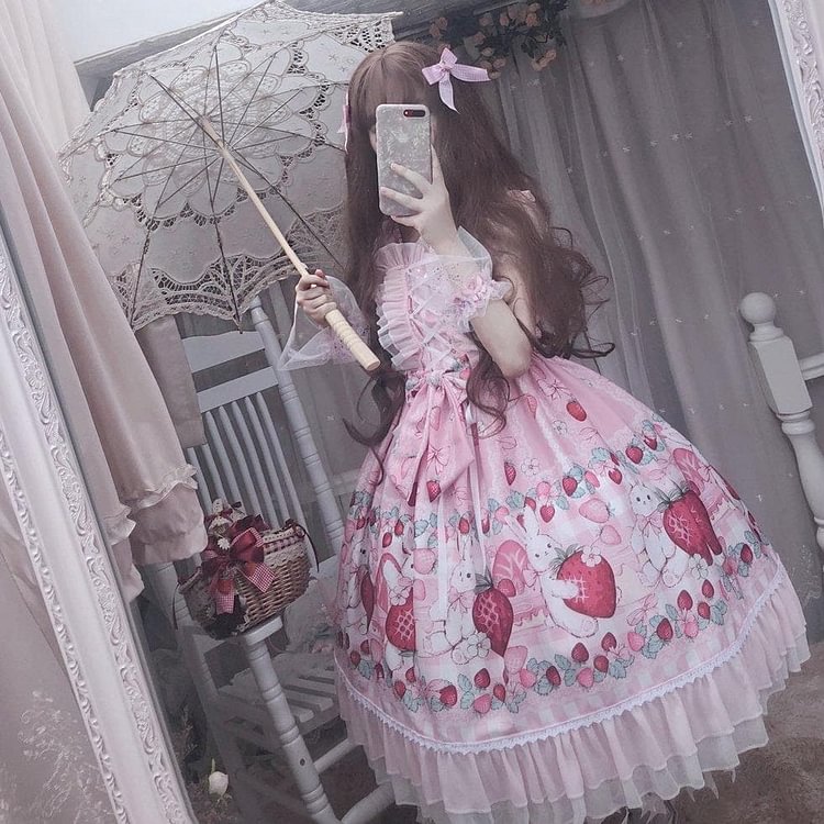 Lolita Strawberry Bunny Lace JSK Dress SP15290