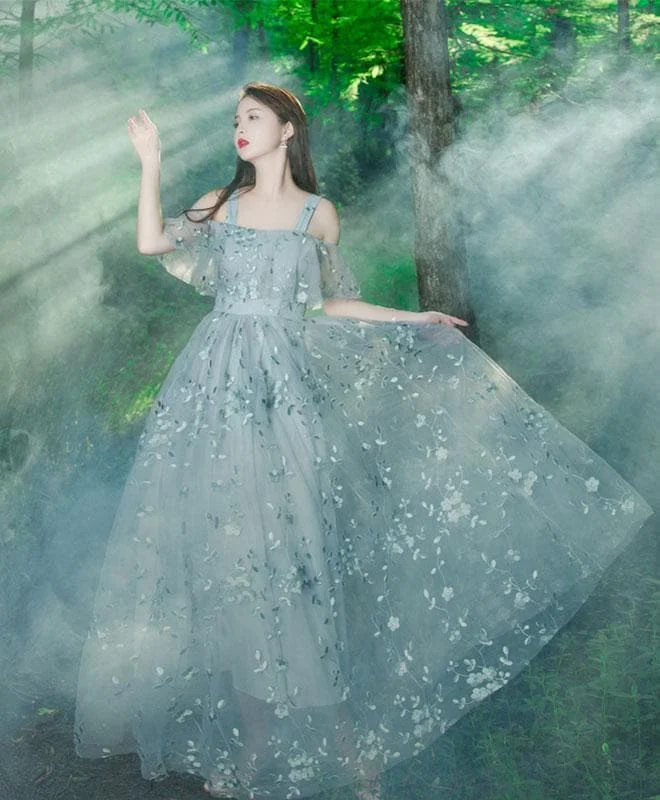 Cute Tulle Lace Long Prom Dress