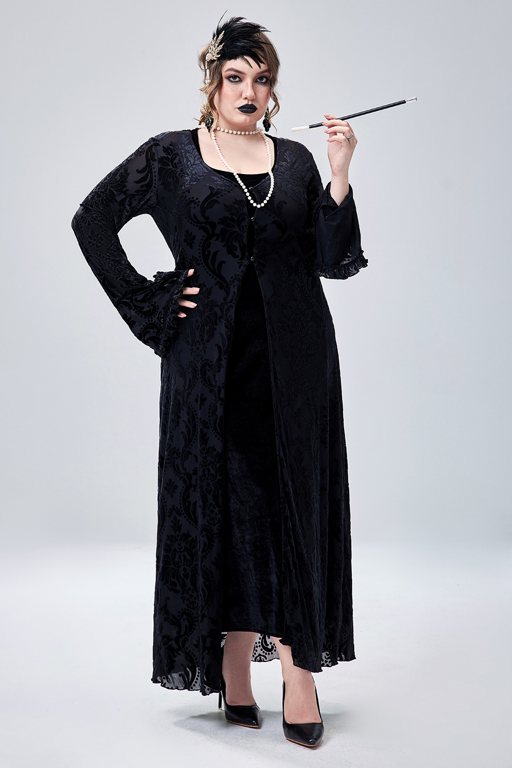 Gothic BIGフーディ Black Oversized Gothic Print Hoodie