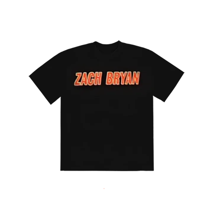 "Zach Bryan logo black concert t shirt front design"