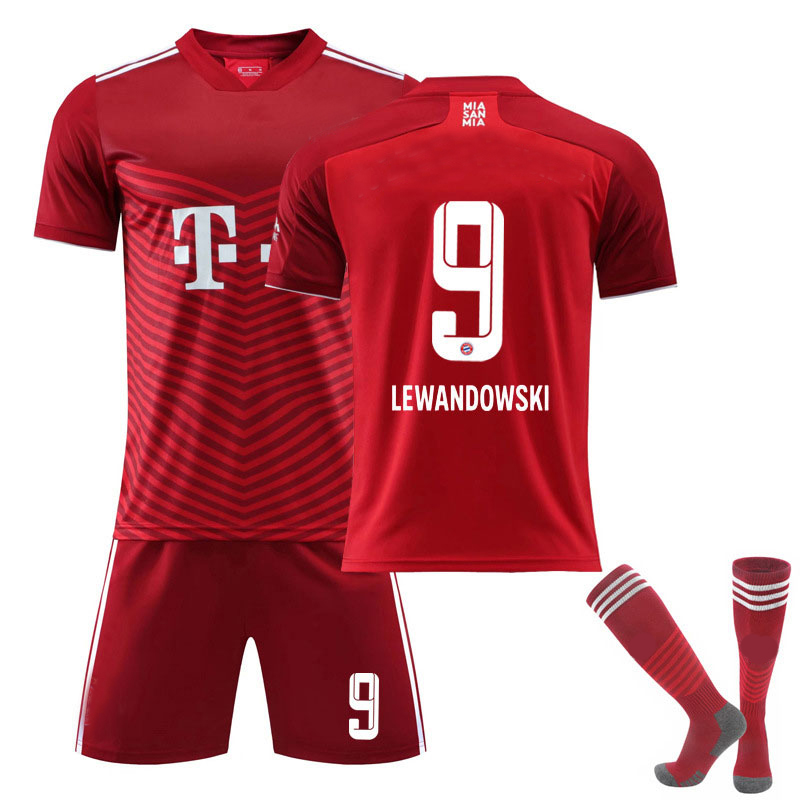 22/23 Bayern Munich Lewandowski N. 9 Home Field Kids Men Football Jersey  Kits