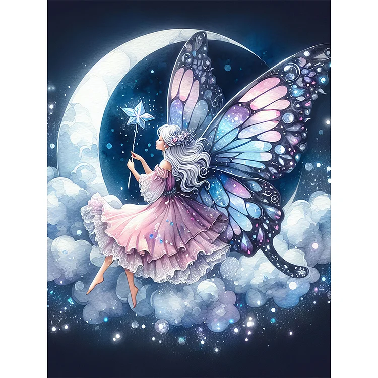 Butterfly Fairy On The Moon 11CT Stamped Cross Stitch 50*65CM