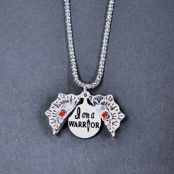I am A Warrior Skull Necklace