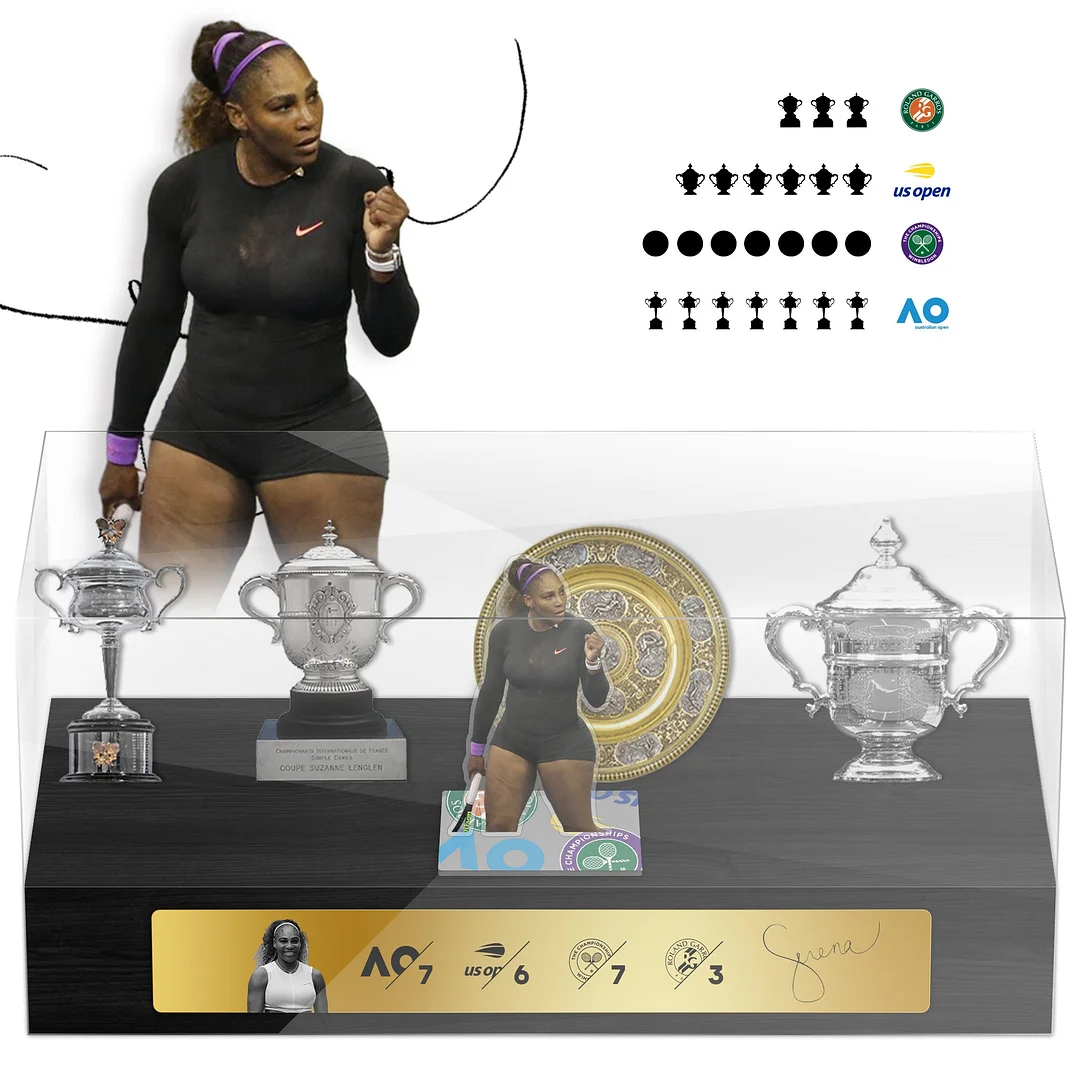 Serena Williams Tennis Grand Slam Display Case Metal Trophy Case