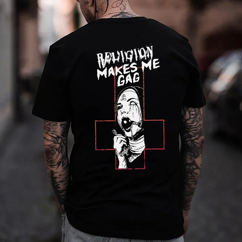 Religion Makes Me Gag Printed Men's T-shirt -  