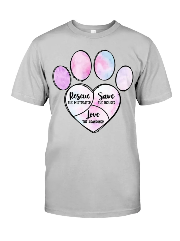 Vefave Rescue Save Love Print Casual Short Sleeve T Shirt