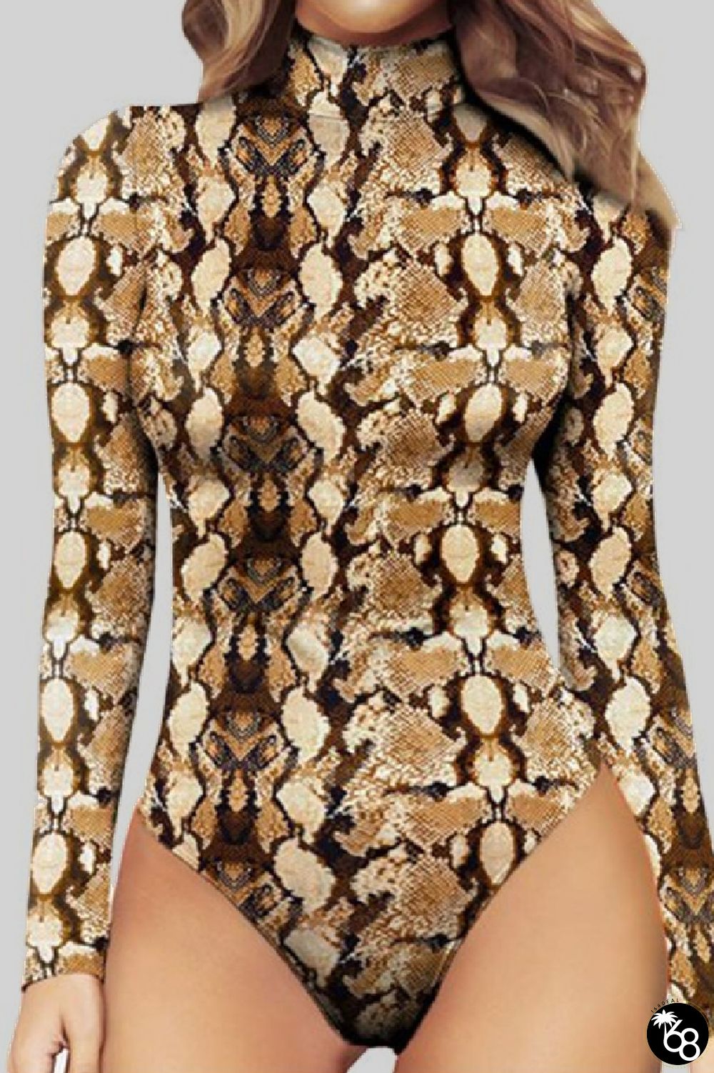 Khaki Casual Solid Printing Basic Mandarin Collar Skinny Romper | 168DEAL