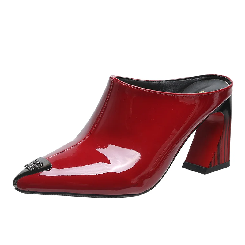 Colourp Summer 2023 New Women Slipper High Heel Sandal Shoes Ladies High Quality PU Leather Slides Pumps Women
