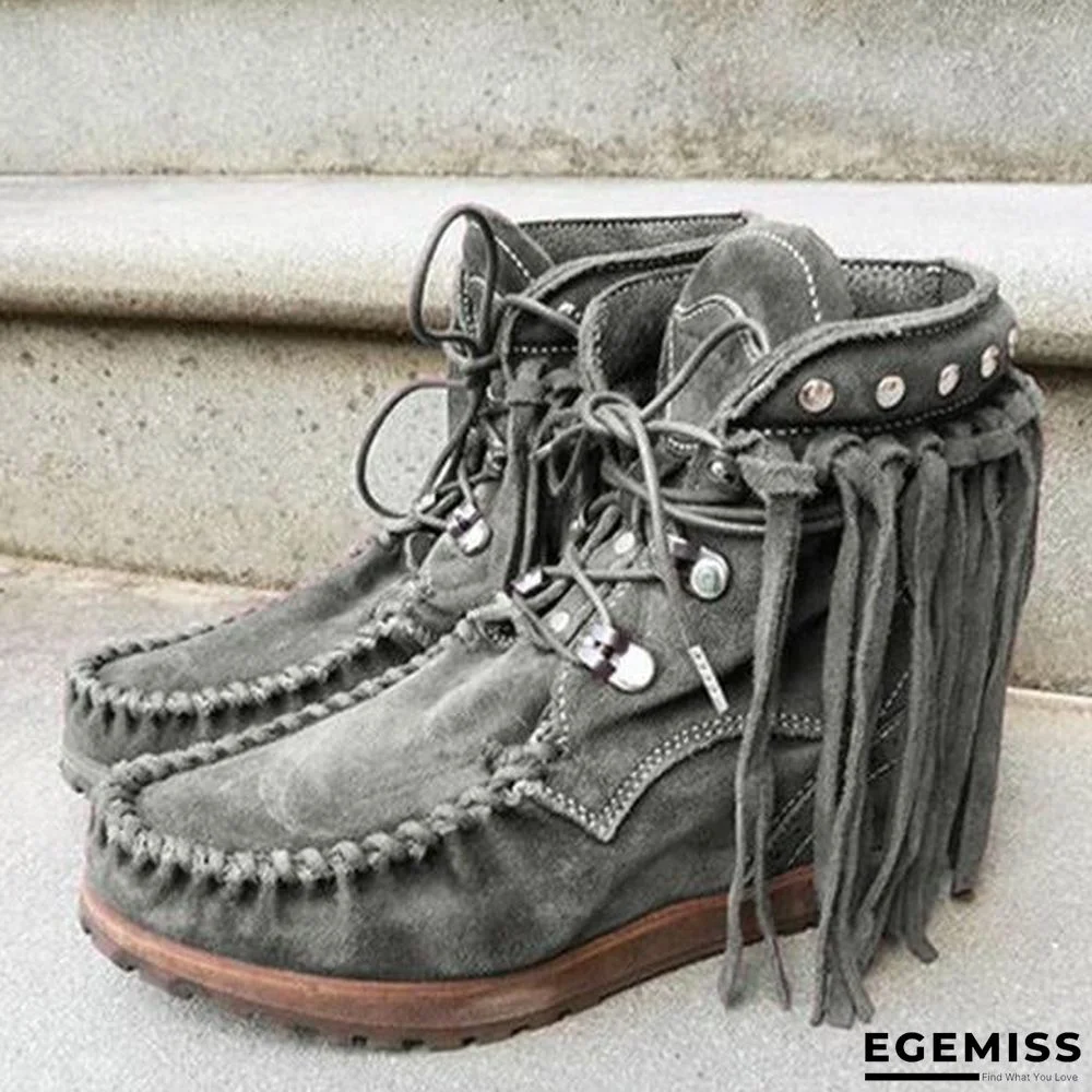 Faux Suede Fringed Autumn Boots | EGEMISS