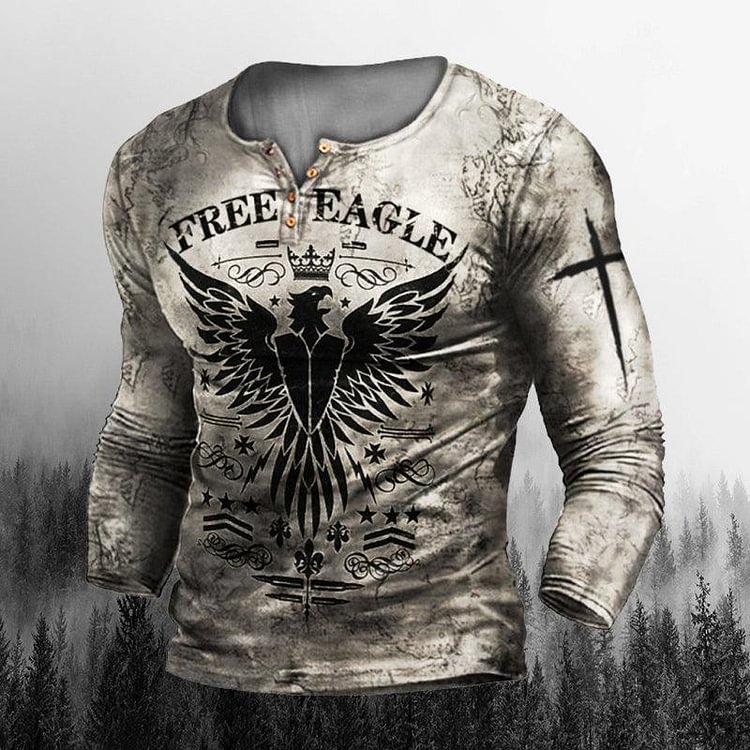 Graphic Tees Men'S Casual Round Neck Freedom Eagle Organic Tactical Top