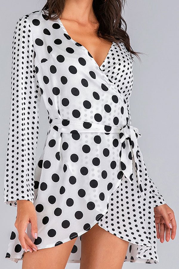 V-Neck Polka Dot Wrap Dress - Shop Trendy Women's Clothing | LoverChic