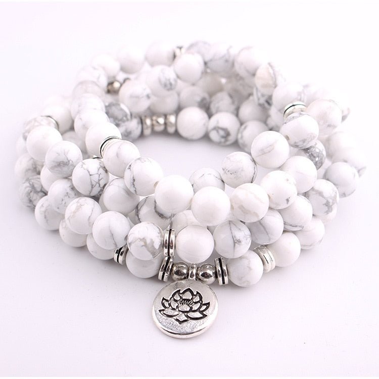 YOY-8mm White Pine 108 Mala Bracelet