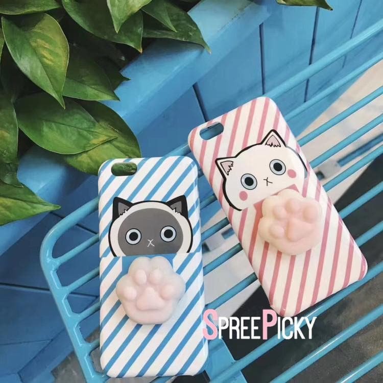 Blue/Pink Kawaii Cat Paw Couple Phone Case SP1711170