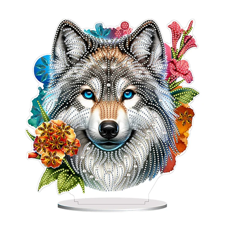 PVC Round Special Shaped Flower Wolf DIY Diamond Painting Desktop Decorations gbfke