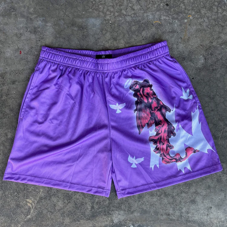 Personalized angel print sports shorts
