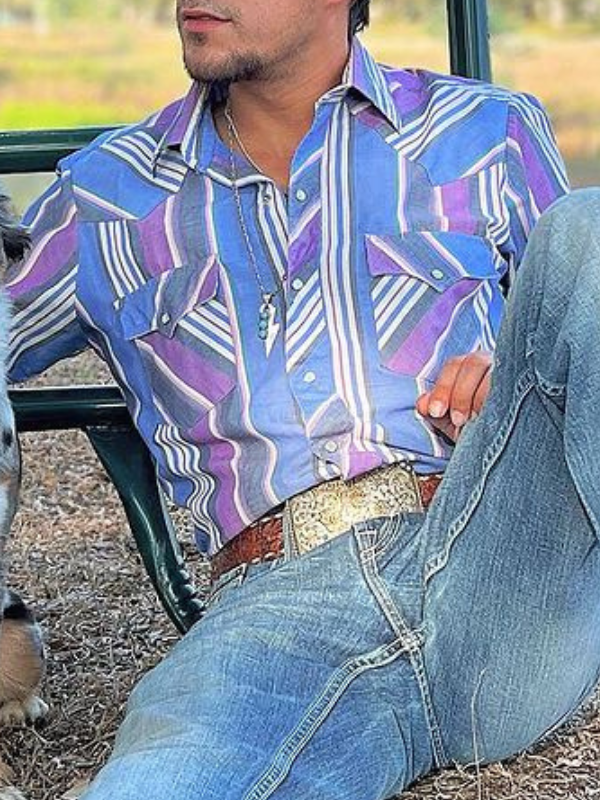 Men's Western Vintage Long Sleeve Shirt