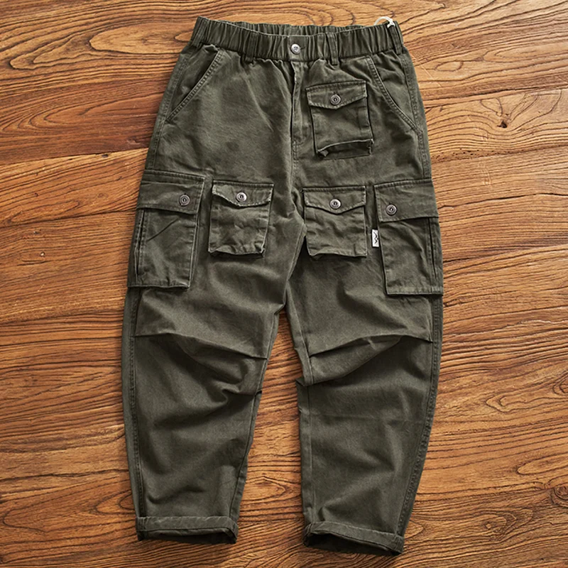 Retro Heavyweight Cotton Washed Distressed Cargo Pants
