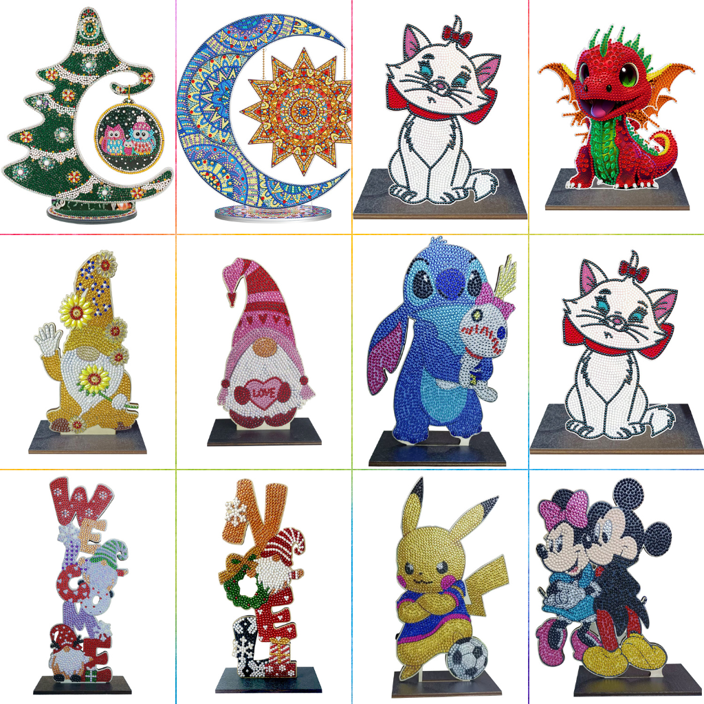 Wooden Cartoon Diamond Art Ornaments 5D DIY Single-Sided for Kids