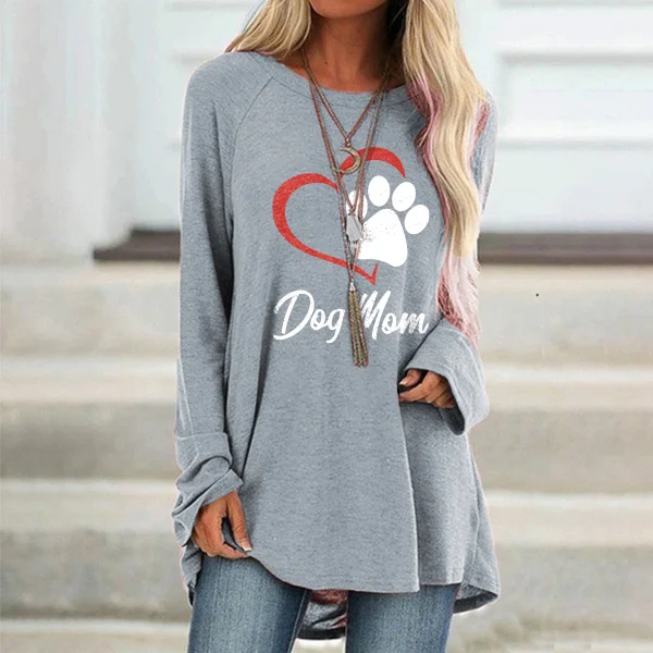 Vefave Vefave Dog Mom Print Casual Tunic