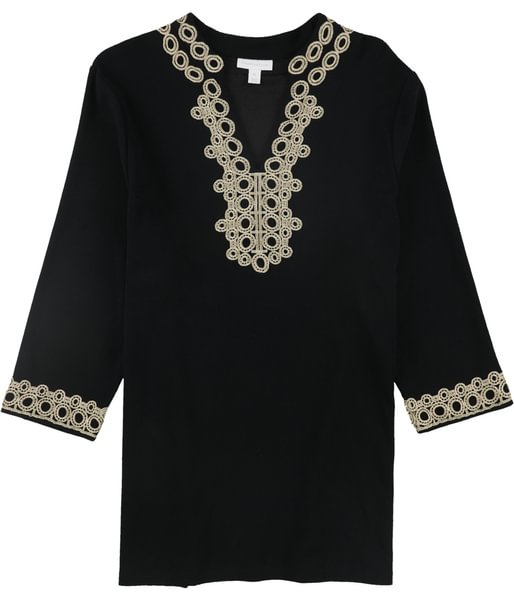 Charter Club Womens Lace-Trim Pullover Blouse - Life is Beautiful for You - SheChoic