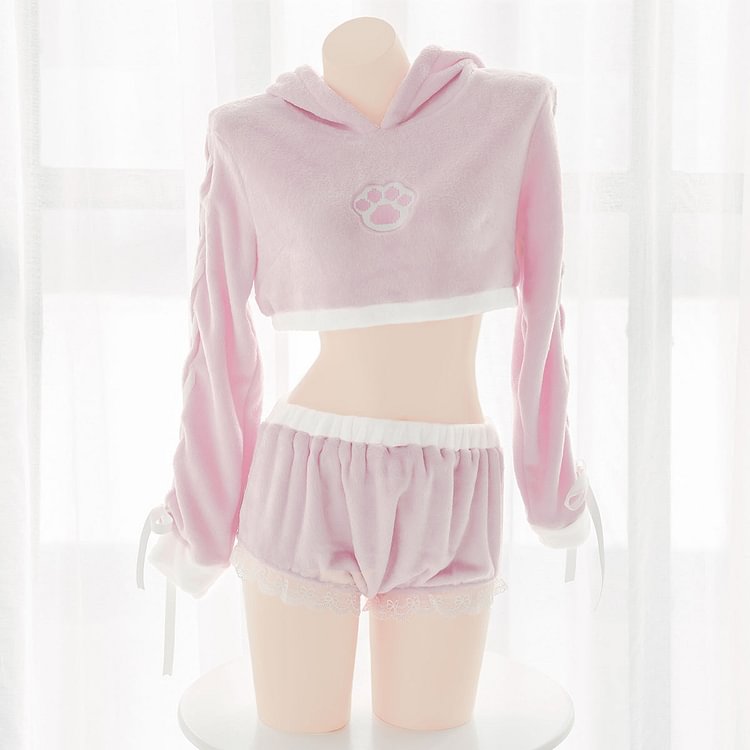 Pink Kawaii Paw Tail Homewear Lingerie SP14470