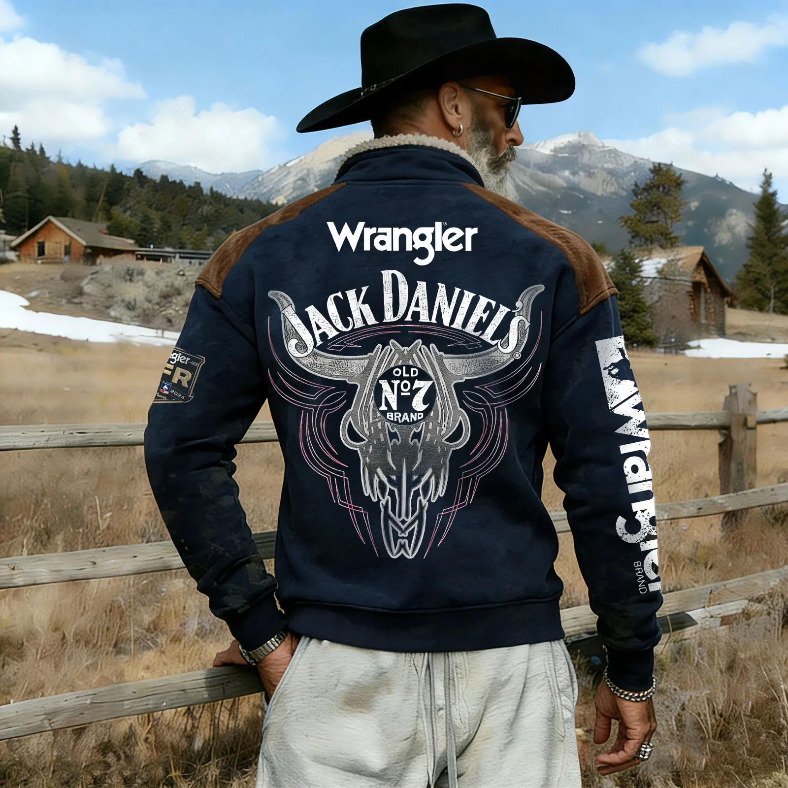 Men's Western-style Pullover Sweater With Iconic Skull Pattern
