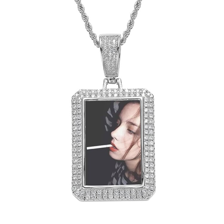 Square DIY Photo Frame Solid Necklace