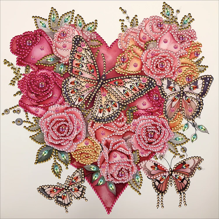 Love Butterfly Rose - Partial Drill - Special Diamond Painting(30*30cm)