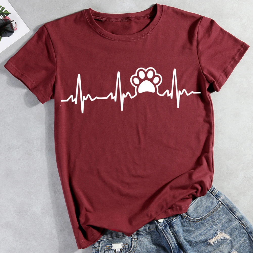 Dog paw heartbeat  Pet Animal Lover T-shirt Tee -01620-CB-Guru-buzz