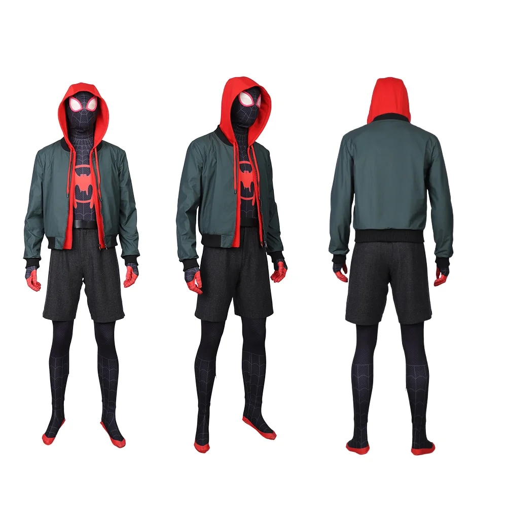Spider Man Into The Spider Verse Miles Morales Cosplay Costumes Spiderman Jumpsuits Suit