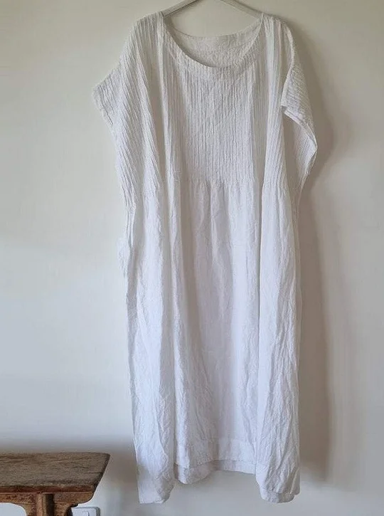 Casual Pin Tuck Linen Dress
