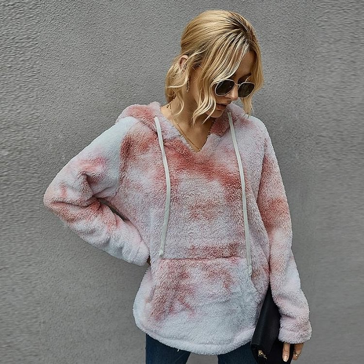 Women's Plush Tie-Dye Hoodies