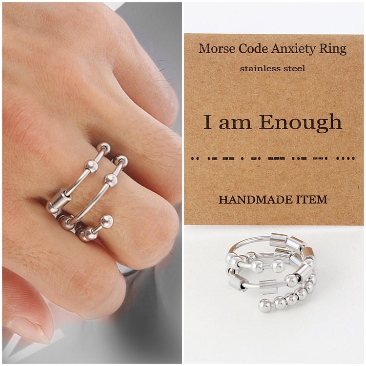 Morse Code Anxiety Ring