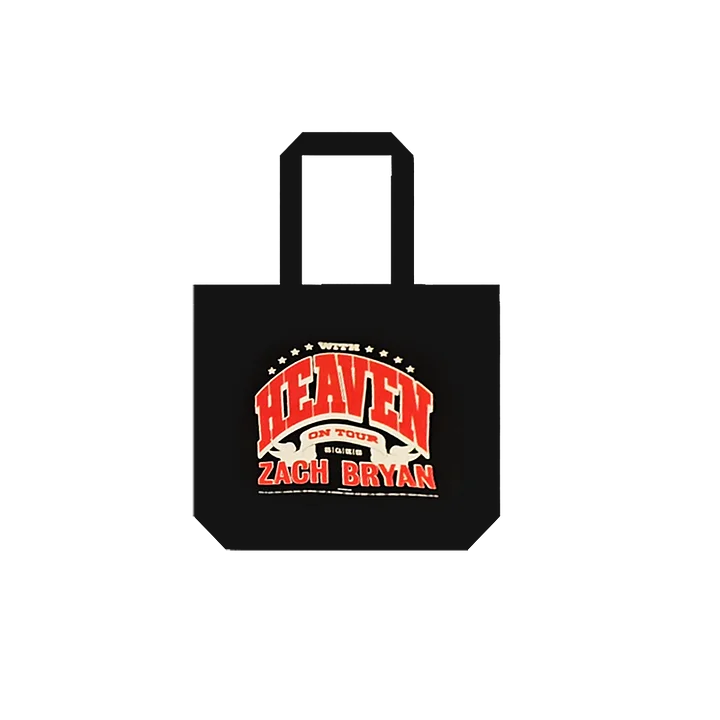 "Zach Bryan With Heaven On Tour black concert merch tote bag"