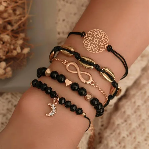 5pcs Heart & Geometric Decor Bracelet