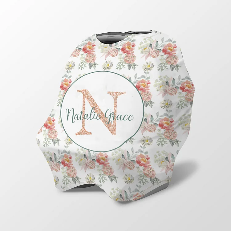 Personalized Baby Name Flower Car Seat Canopy | Canopyl265