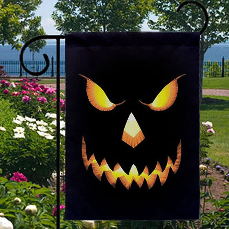 Halloween Pumpkin Head Jack O Lantern New Small Garden Yard Flag, Home Decor