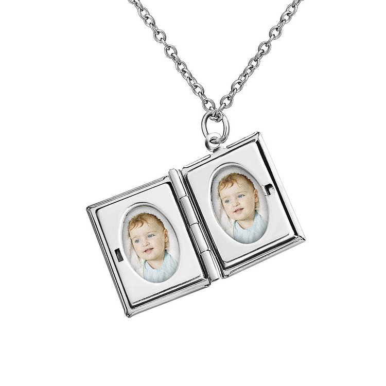 Double-sided Inlaid Photo Envelope Pendant Necklace