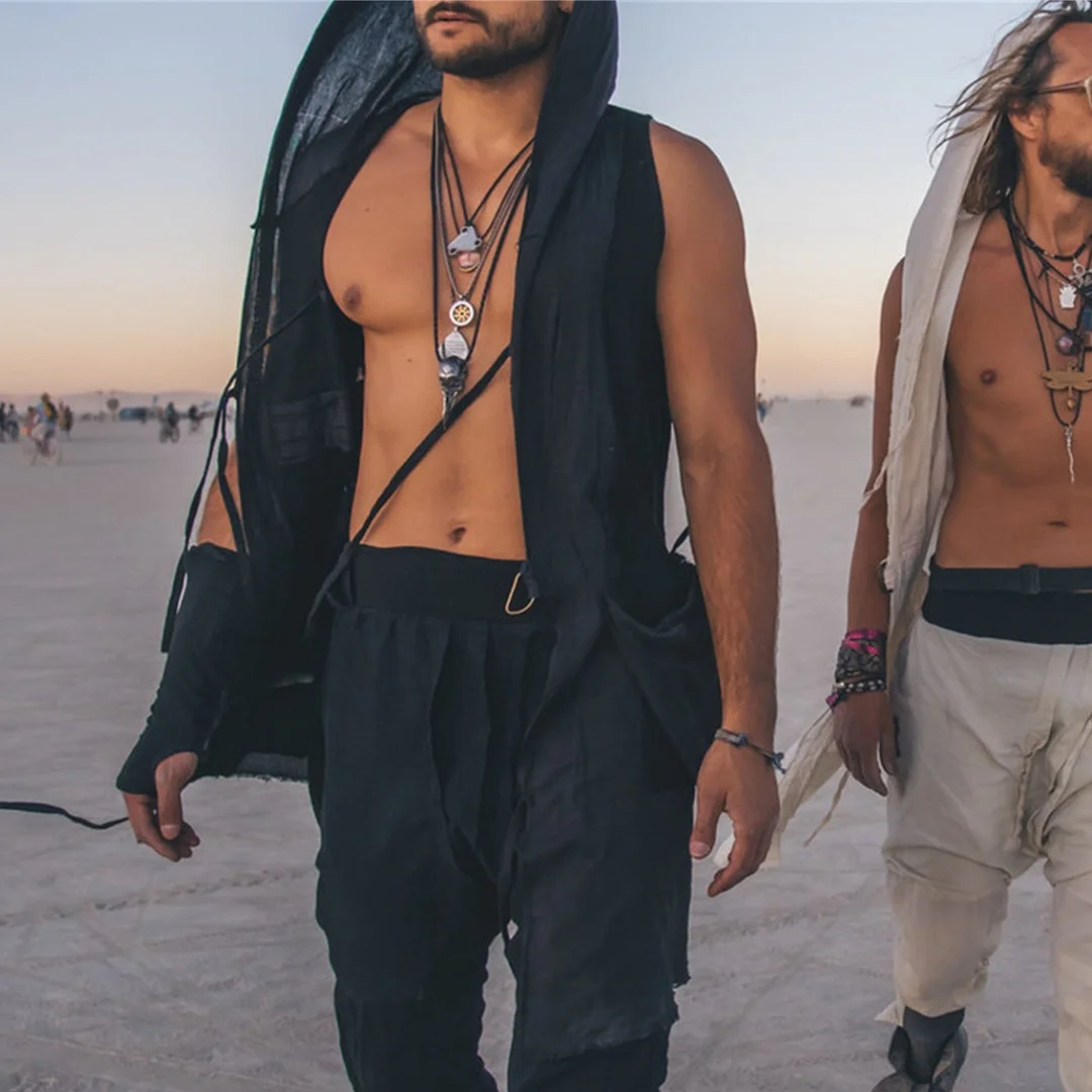 Sleeveless Hooded Kimono-inspireuse