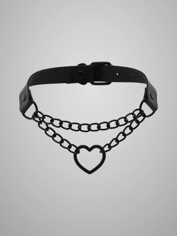 Heart Layered Chain Adjustable Choker
