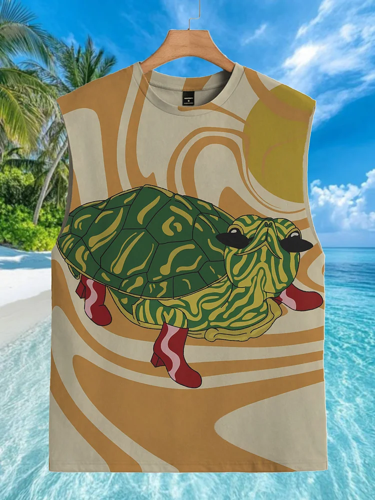 Men's Turtle Wearing High Heels Art Print Tank Top