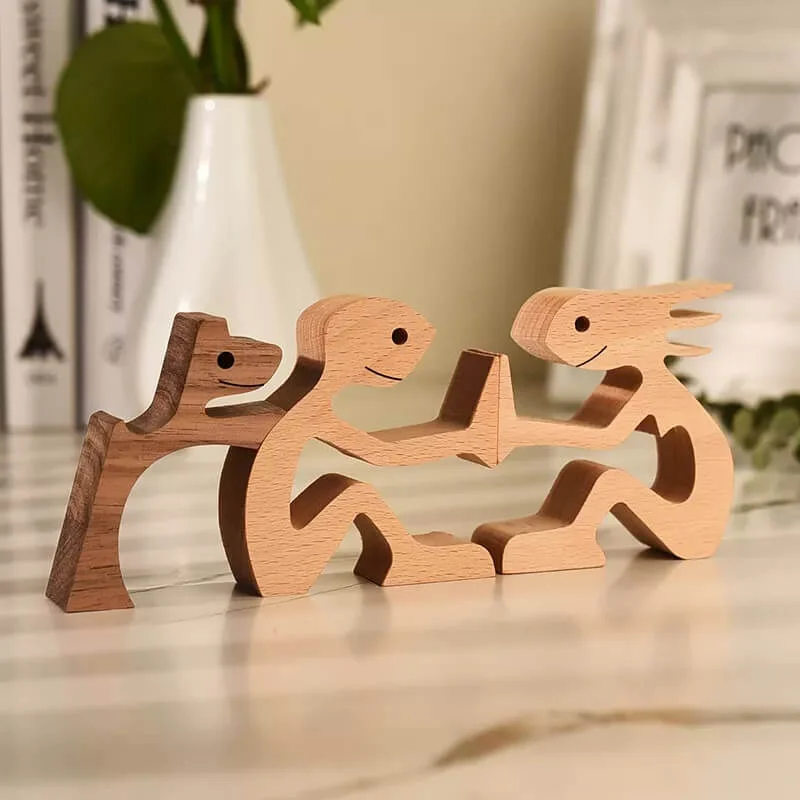 VigorDaily 🐕Couple and Dog Wood Sculpture Ornaments