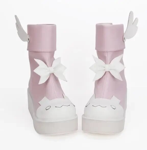 VCshoes Mori Girl Women Cosplay Shoes Lady Lolita Ankle Boots Woman Princess Dress Boots High Heels Pumps Wings 45