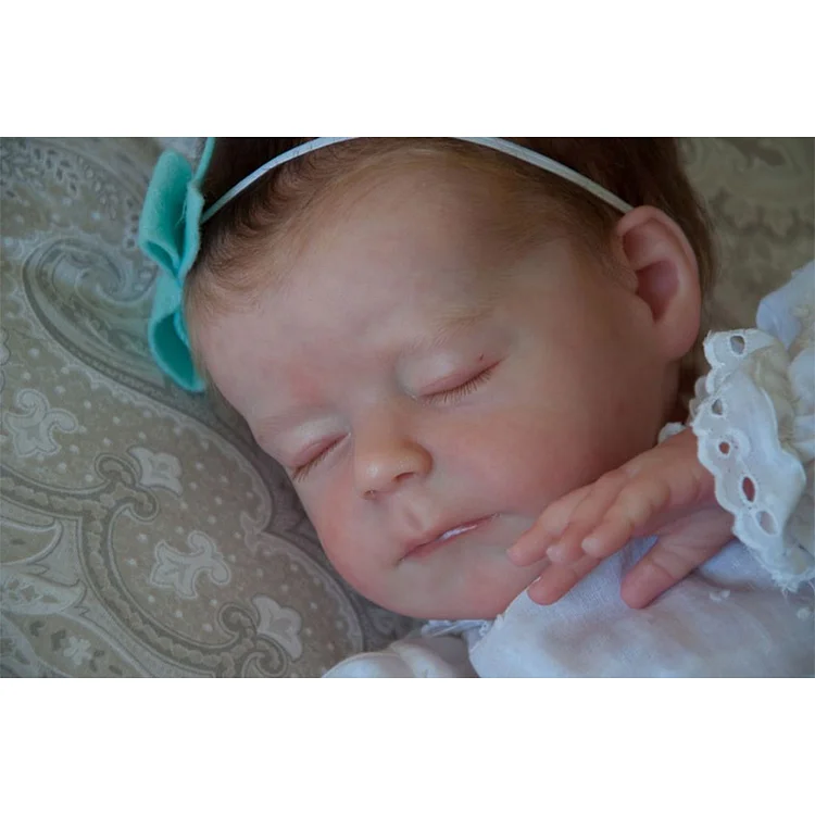 [New]20" Realistic Reborn Baby Doll Sleeping Girl Emiky Newborn Painted Hair Baby Doll