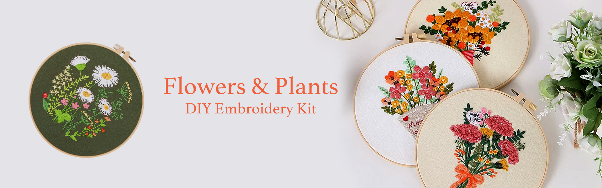 Quiet Flowers And Plants Embroidery Starter Kits