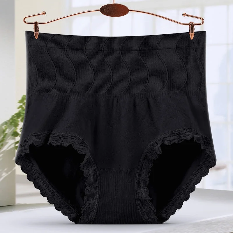 Women's Seamless High Waist Underwear Waist Cincher Corset Butt-lifting Lace Edge Cotton Crotch Briefs